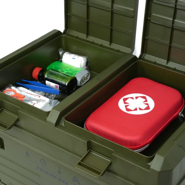 Sammenfoldelig campingboks med låg, grøn, 50L
