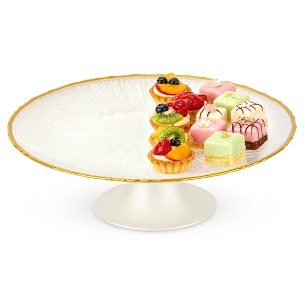 Glasfat, Vitt guld, 21 cm diameter