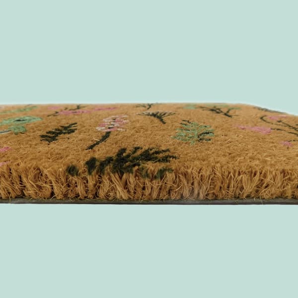 Kokosnøddemåtte, botanisk design, 60 x 40 cm