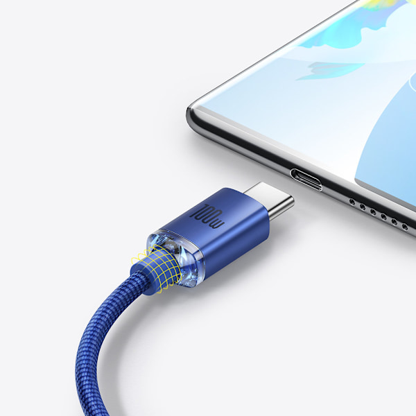 USB - USB-C-kaapeli nopeaan lataukseen ja tiedonsiirtoon, 2m sininen