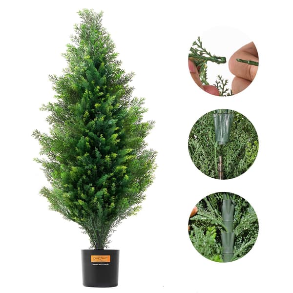 Konstgjorda cederträd, topiary, 91 cm, 2-pack, UV-klassade