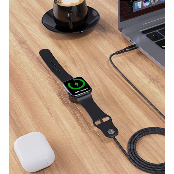 5W induktiv oplader til Apple Watch + USB-C kabel, sort