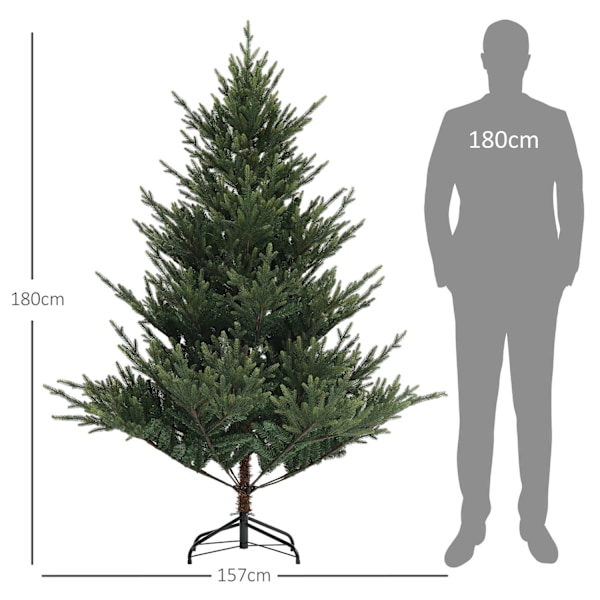 Konstgjord julgran, 180 cm julgran med 1046 spetsar, stålställ, flamskyddsmedel, för juldekoration, inomhus, grön