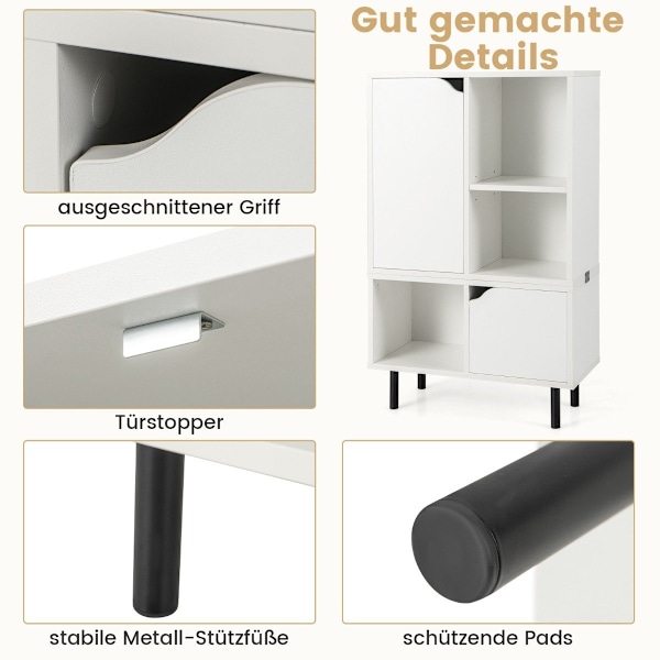 Reol stabelbar reol med 2 låger & 5 rum adskillelig med justerbar hylde 60 x 30 x 96,5 cm hvid