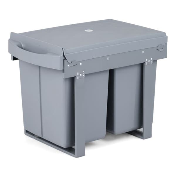 Udtrækkelig skraldespand til underskab, 40 l, 2 beholdere, grå