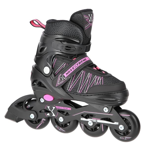 2-i-1 inline & skøjter, sort/lyserød, størrelse S (31-34)