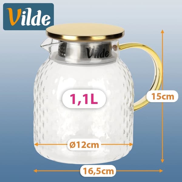 Glaskande med låg og si, 1,1 l kapacitet