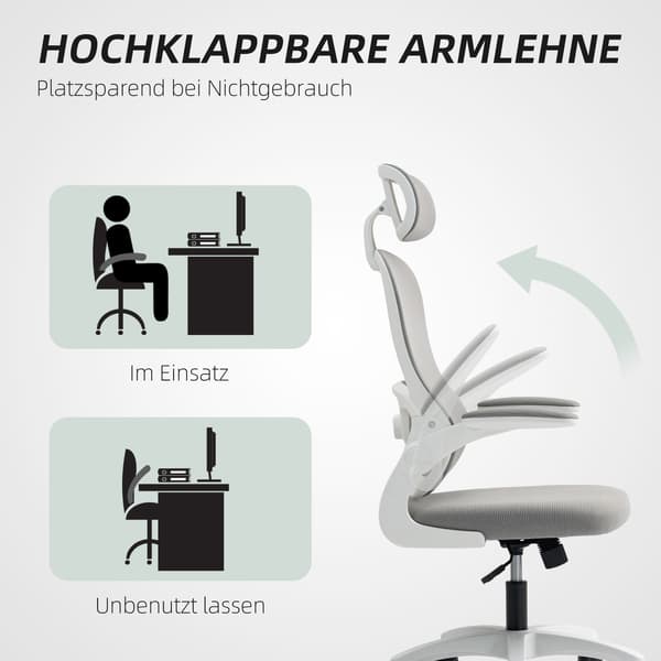 Ergonomisk kontorstol, netryg, justerbar, grå