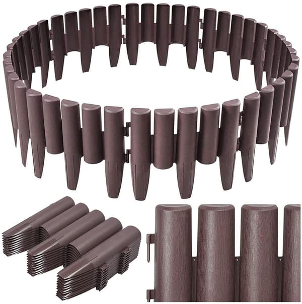 Trädgårdskant Brun 280 cm – 10 delar, UV-resistent