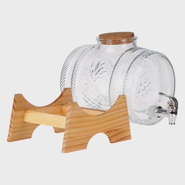 5L glas drikkevaredispenser med stativ og tap