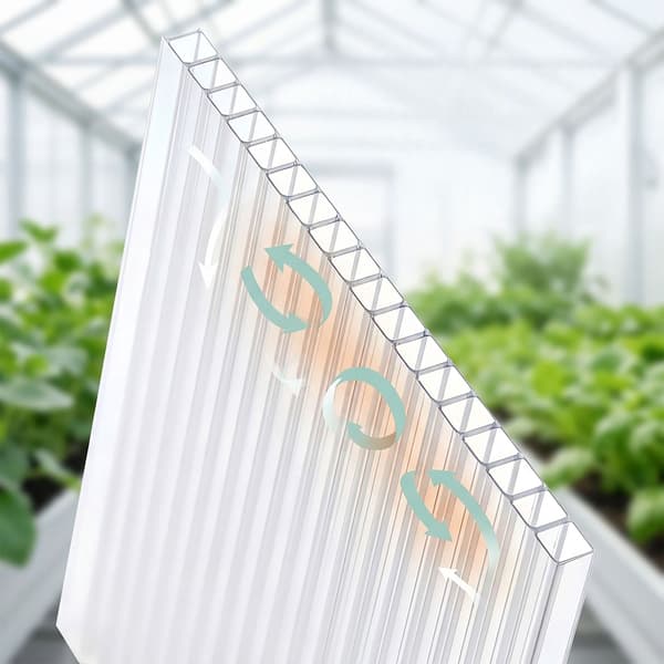 Polycarbonat drivhuspaneler, 10-pak, 121x60,5 cm