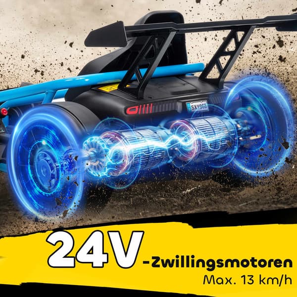 24V elektrisk gokart til drifting, 8-12 år, blå
