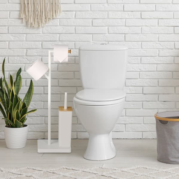 WC-rullan pidike ja harjasetti, bambua ja terästä