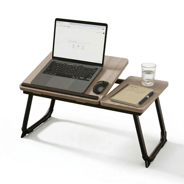Justerbart laptopbord – Sammenklappeligt, vippebord, trælook