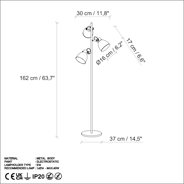 Gulvlampe Spotkafasi 13786 - Guld