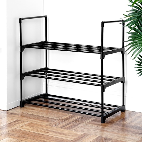 Skohylde metal sort 3-plan 57x28x55 cm