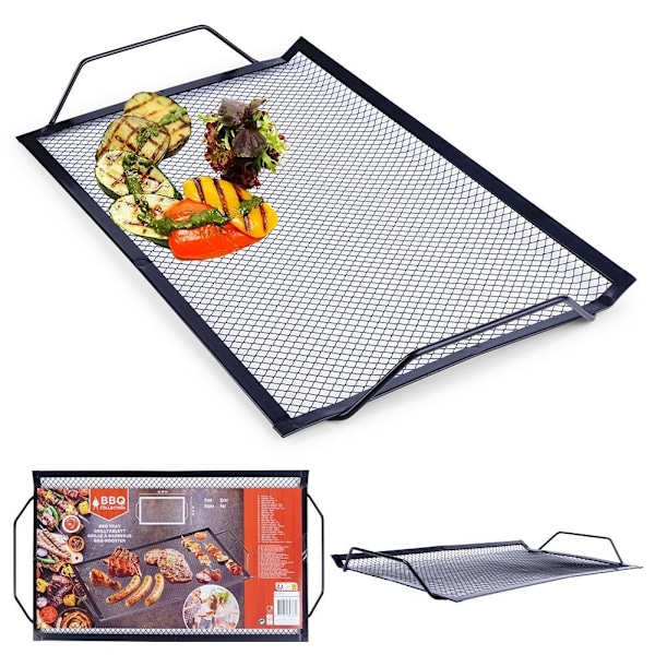Perforerad Grillplåt i Svart Metall för Kött och Grönsaker