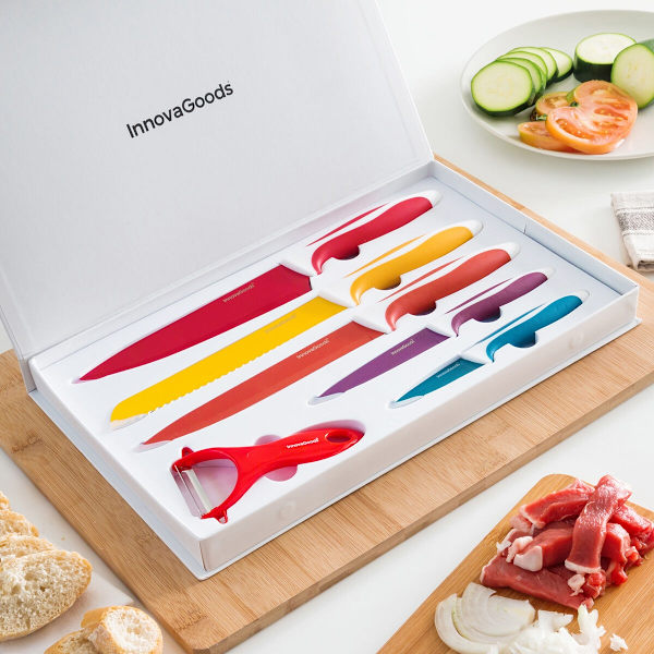 Keraaminen Veitsisetti ja Kuorija Knoolvs InnovaGoods 6 Kappaletta