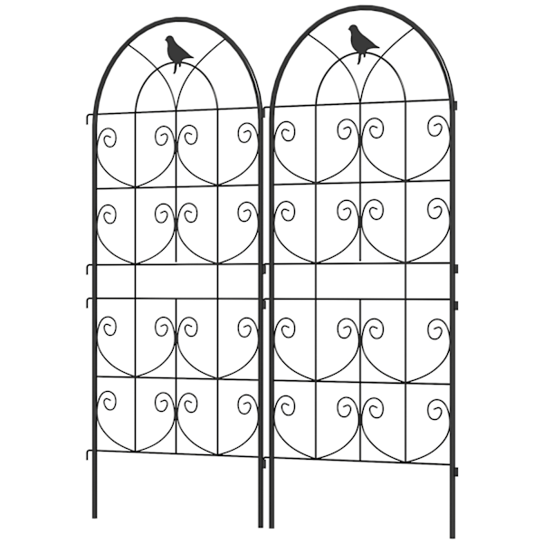 Metallspaljé Set med 2 för pluggning av rostfri spaljé med fågeldesign för klätterväxter 50 x 120 cm Spaljé för krukväxter Plant spaljé för tomater Bl