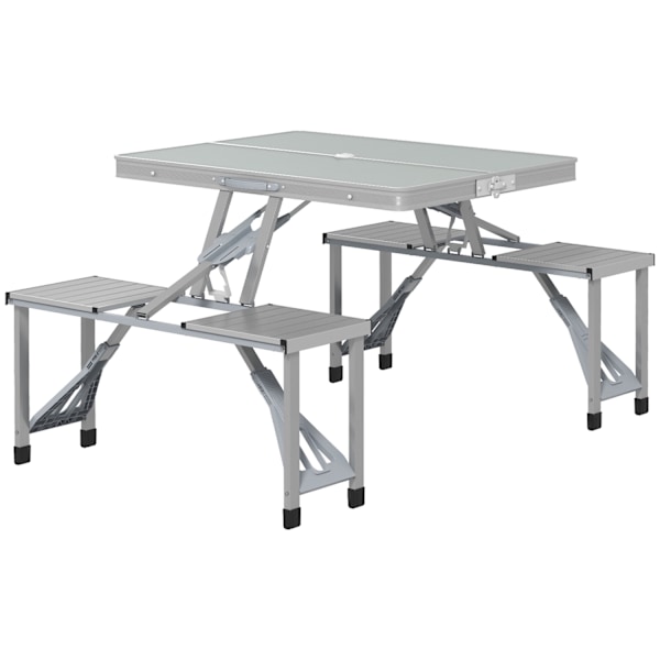 Campingbord, klapbord med 4 stole, klaphavebord lavet af aluminium, letvægts, multifunktionelt bord, 4 personer, sidebord til haven, terrasse, balkon,