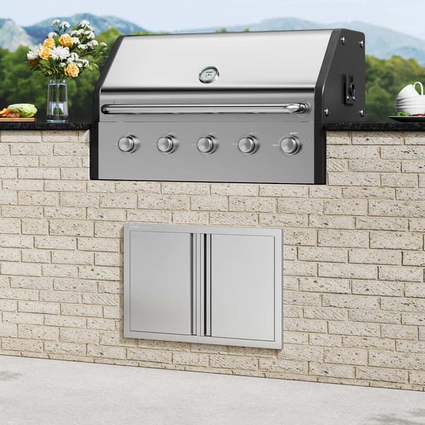 Grilldør, 28x19 tommer dobbelt rustfri stålplanmontering