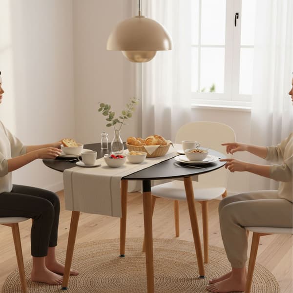 Runt matbord, bambuben, plats för 4