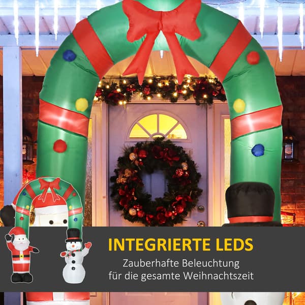 Oppustelig julebue med julemand, snemand og LED-lys