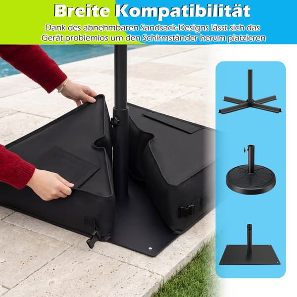 Fyldbar paraplyfod, 40 kg kapacitet, sort