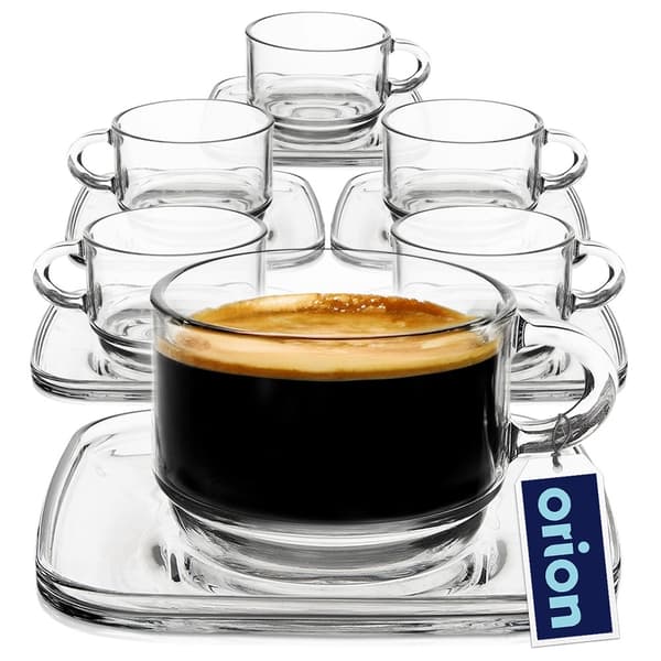 Glaskop med underkop 250 ml 6 stk.