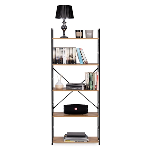 Moderne bred reol i træ LOFT 5 hylder