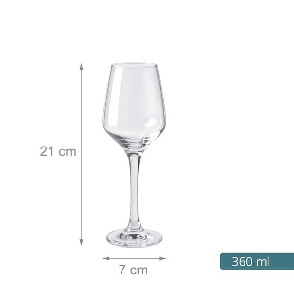Set med 4 klara vinglas, 360 ml kapacitet