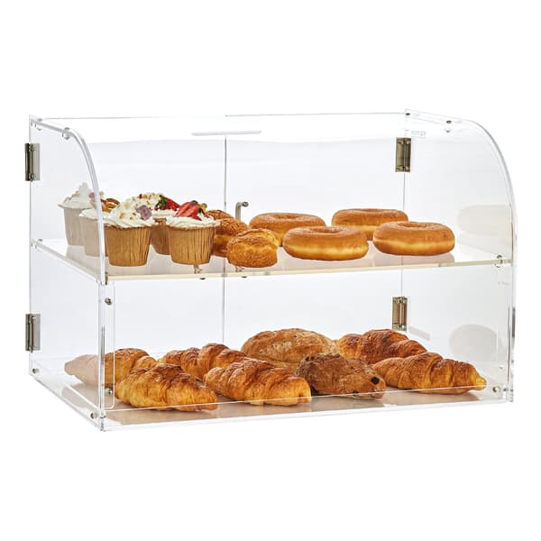 Bakverksdisplay, 2-våningar akryl, bakdörr, 56 cm