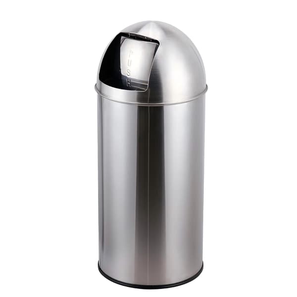 Avfallsbehållare i rostfritt stål med trycklock, 70 liter, silver