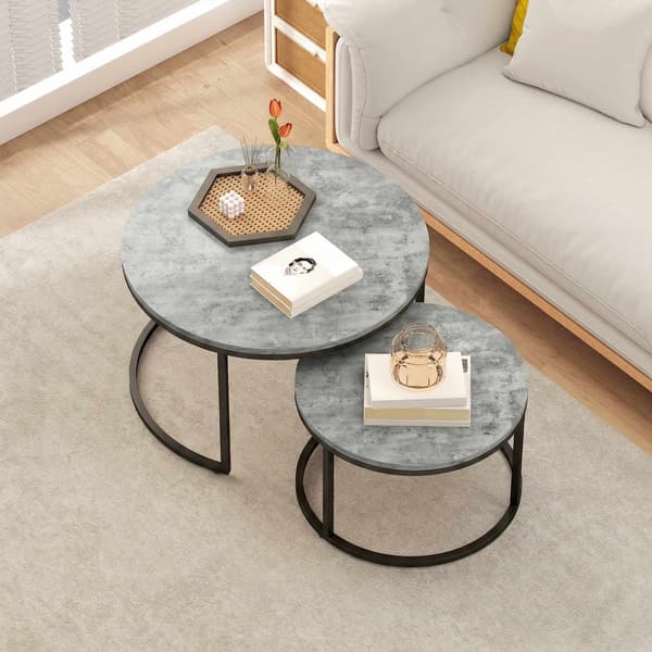 Indskudsbordssæt, cementlook, metalstel