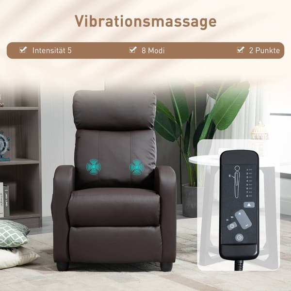 Lænestol med massagefunktion, justerbar ryglæn, kunstlæder