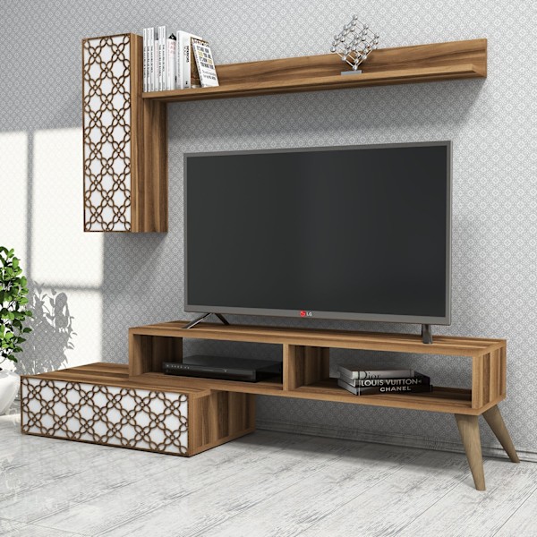 TV Unit Planet - Valnöt, Vit