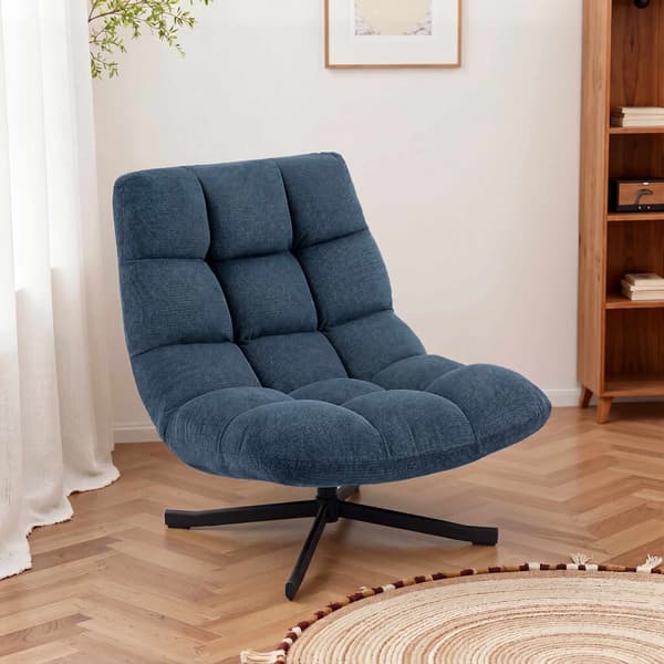 Drejestol, armløs chenille, mørkeblå