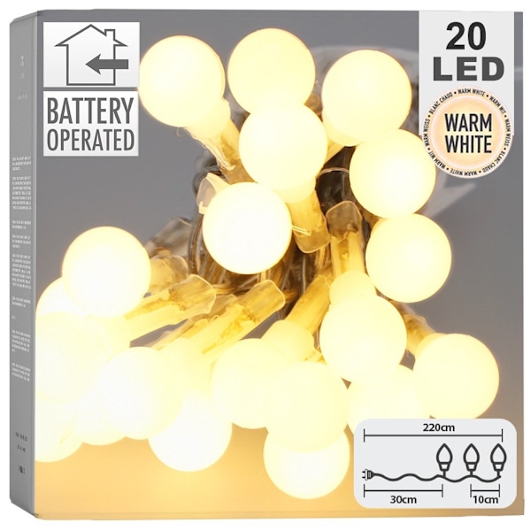 Batteridrevet julelys 20 LED 200 cm