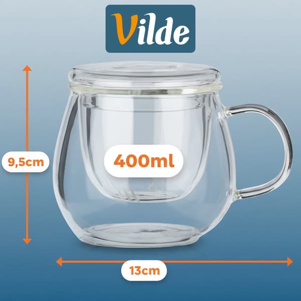 Glaskrus med teinfuser og låg, 400 ml