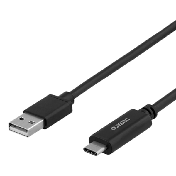 DELTACO USB 2.0 -kaapeli, USB-A - USB-C uros, LSZH, 3m. - Musta