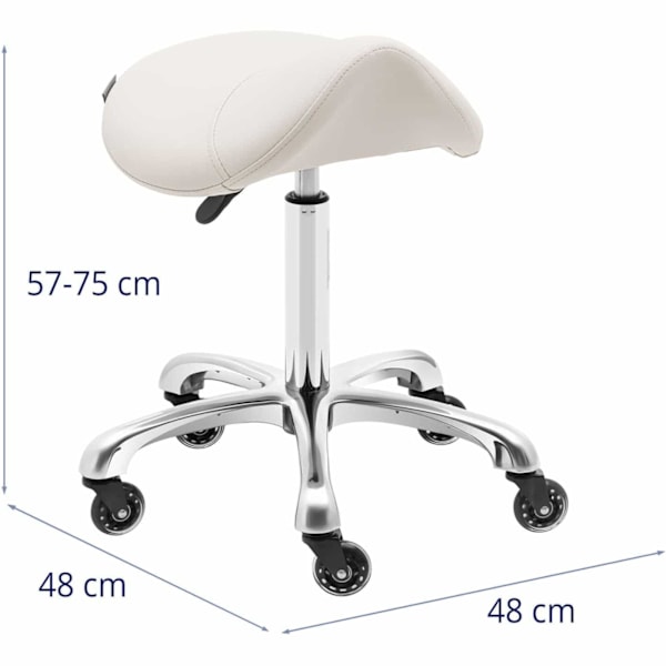 Taburet, skammel, kosmetisk sadelstol på hjul York, op til 150 kg, beige
