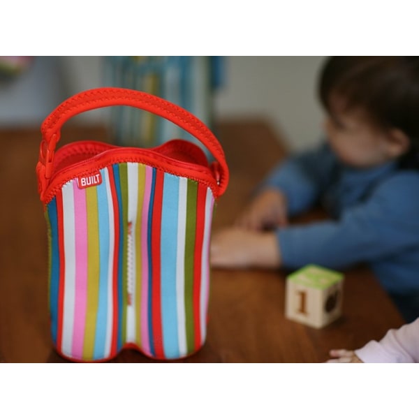 BYGGET Bottle Buddy To-flaske tote med holder (Baby Pink Stripe)