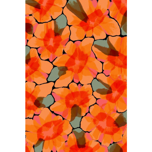 Orange Big Flowers - 70x100 cm
