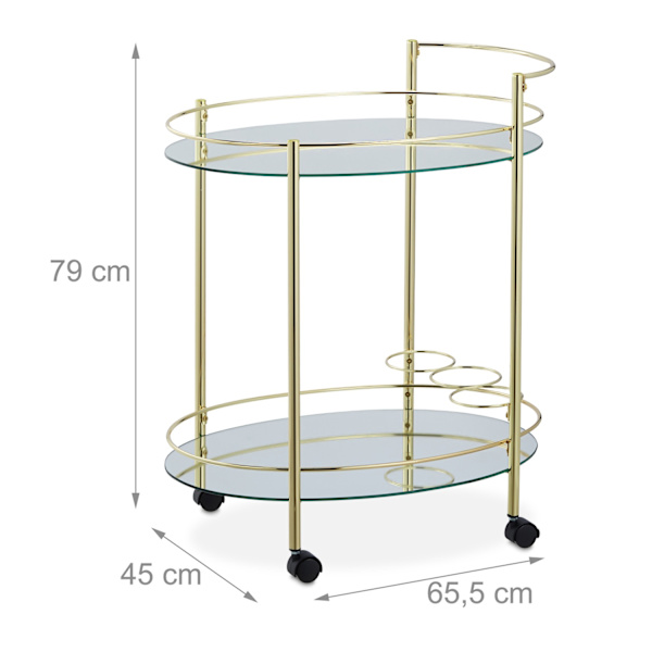Oval serveringsvogn med 2 niveauer