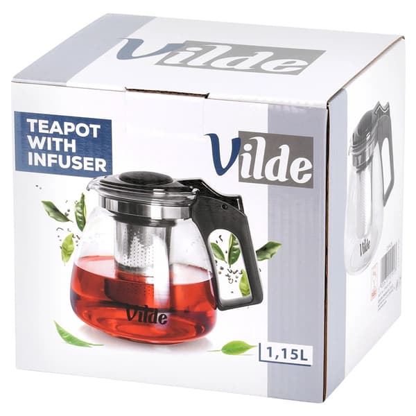 Tekande med infuser, borosilikatglas, 1,15L