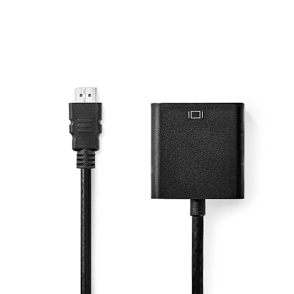 VGA-adapter | HDMI™ Stik | VGA Hun / 3.5 mm Hunstik | Nikkelplateret | Lige | PVC | Sort | Box