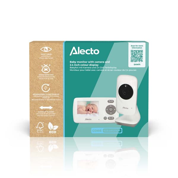 Videobabyalarm, 2,4" farvedisplay, nattesyn