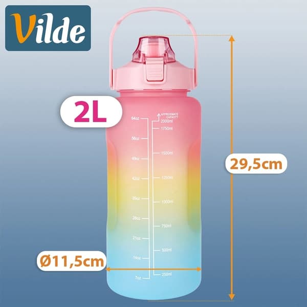 Rainbow 2L vesipullo pillillä ja kahvalla