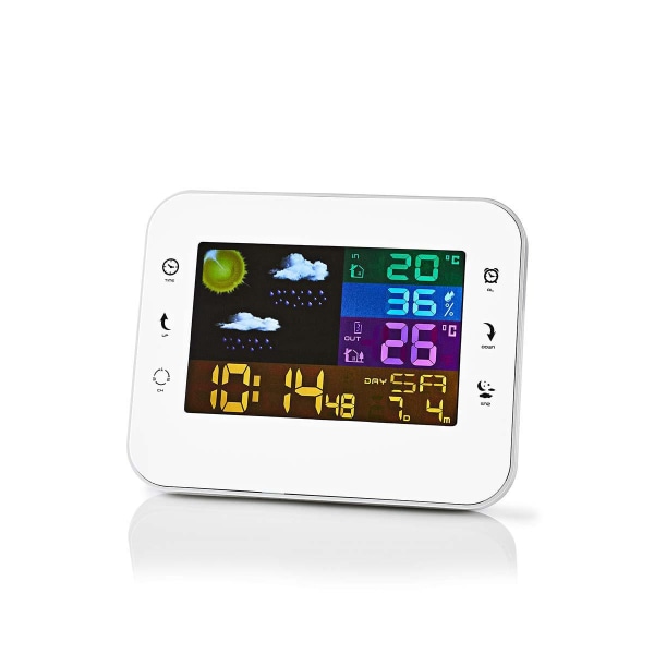Väderstation | Inomhus & utomhus | Inklusive trådlös vädersensor | Väderprognos | Tidsdisplay | Färg LCD Display | Alarmklockfunktion