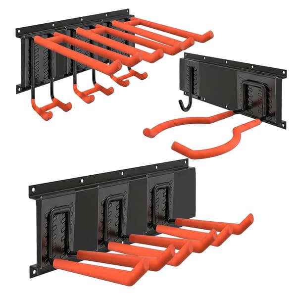 8-delt vægkrogsæt, sort/orange, stål og PVC